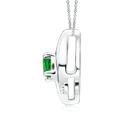 4x3mm AAAA Shell Style Oval Tsavorite and Diamond Pendant in White Gold - side 3