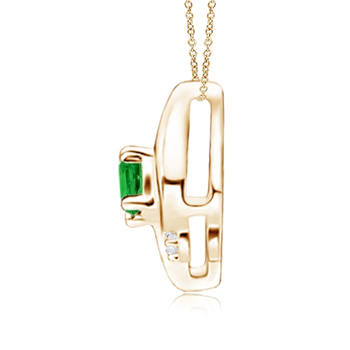 4x3mm AAAA Shell Style Oval Tsavorite and Diamond Pendant in Yellow Gold - side 199
