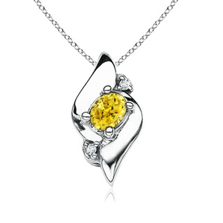 7x5mm AAAA Shell Style Oval Fancy Intense Yellow and White Diamond Pendant in P950 Platinum