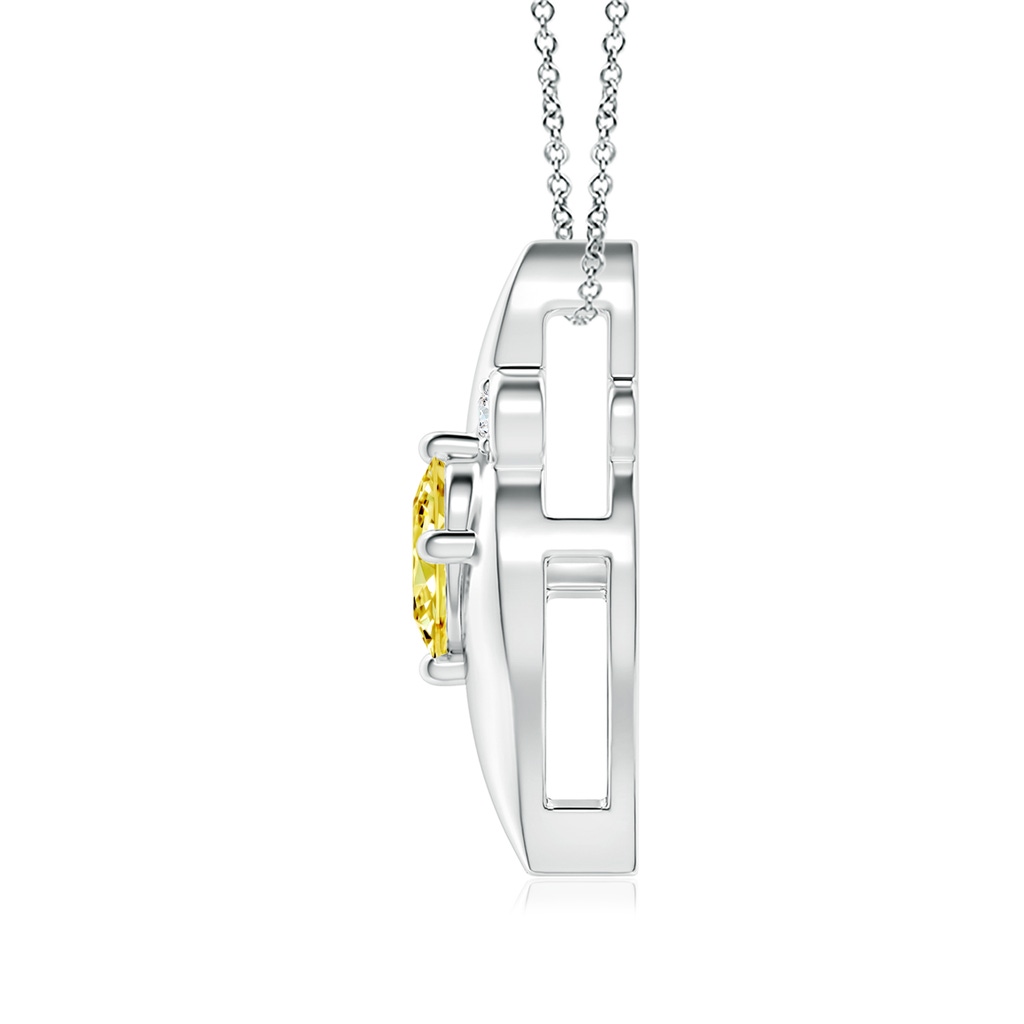 8x6mm AAAA Shell Style Oval Fancy Intense Yellow and White Diamond Pendant in White Gold - side 199