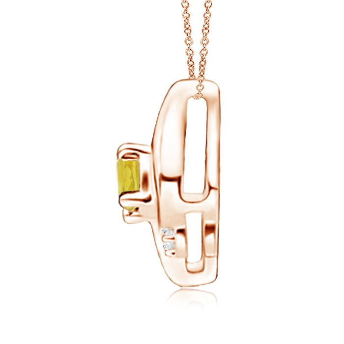 4x3mm A Shell Style Oval Yellow Sapphire and Diamond Pendant in Rose Gold side 1