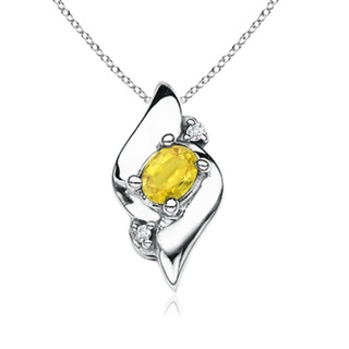 4x3mm AA Shell Style Oval Yellow Sapphire and Diamond Pendant in P950 Platinum