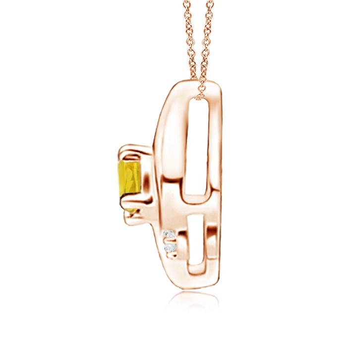 4x3mm AA Shell Style Oval Yellow Sapphire and Diamond Pendant in Rose Gold side 1