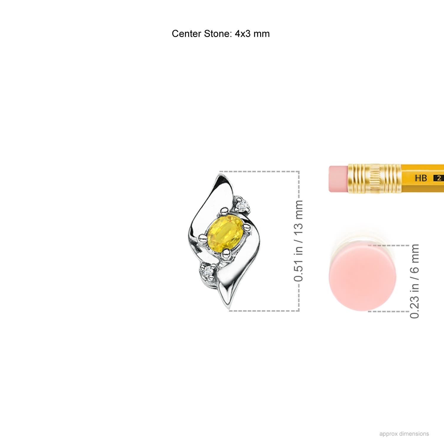 AA - Yellow Sapphire / 0.29 CT / 14 KT White Gold