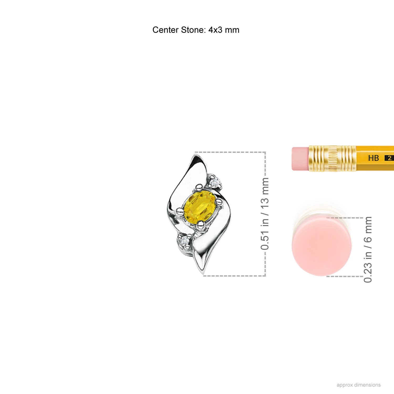 AAA - Yellow Sapphire / 0.29 CT / 14 KT White Gold