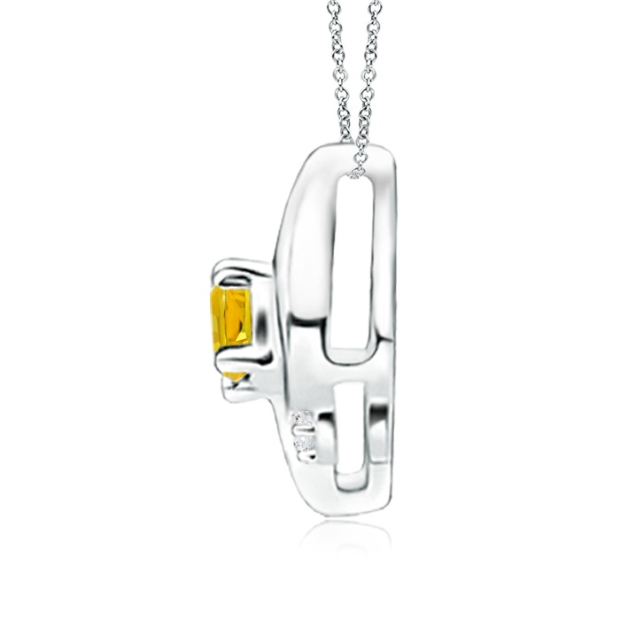 4x3mm AAAA Shell Style Oval Yellow Sapphire and Diamond Pendant in P950 Platinum side 1