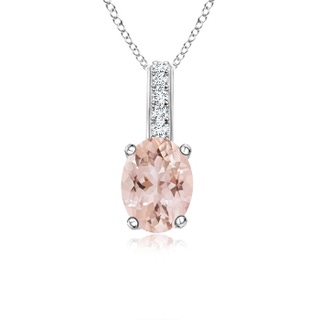 7x5mm AAA Oval Morganite Solitaire Pendant with Diamond Bale in White Gold