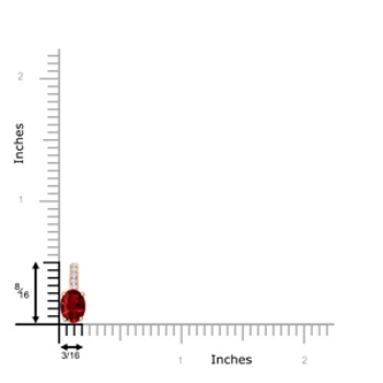 6x4mm AAAA Oval Ruby Solitaire Pendant with Diamond Bale in Rose Gold product image