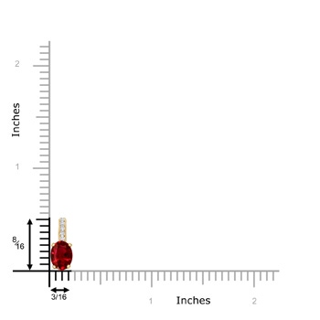 7x5mm AAAA Oval Ruby Solitaire Pendant with Diamond Bale in Yellow Gold product image