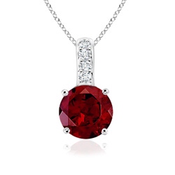 4mm AAA Solitaire Round Garnet Pendant with Diamond Bale in White Gold