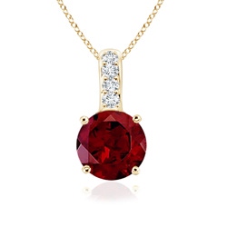 4mm AAA Solitaire Round Garnet Pendant with Diamond Bale in Yellow Gold