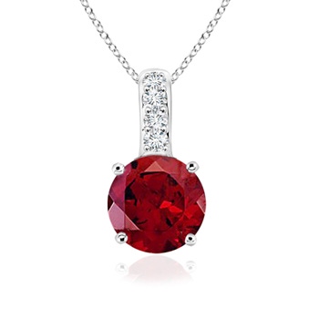 6mm AAAA Solitaire Round Garnet Pendant with Diamond Bale in White Gold