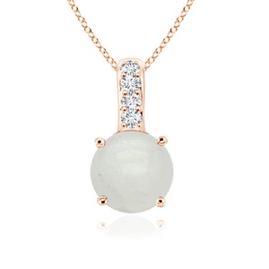 5mm A Solitaire Round Moonstone Pendant with Diamond Bale in Rose Gold