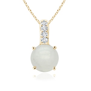 5mm A Solitaire Round Moonstone Pendant with Diamond Bale in Yellow Gold