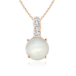 6mm AAAA Solitaire Round Moonstone Pendant with Diamond Bale in Rose Gold