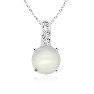 6mm AAAA Solitaire Round Moonstone Pendant with Diamond Bale in White Gold
