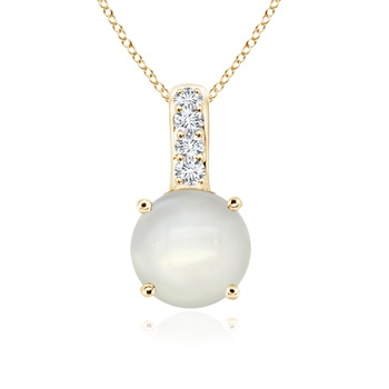 6mm AAAA Solitaire Round Moonstone Pendant with Diamond Bale in Yellow Gold