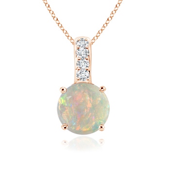 6mm AAAA Solitaire Round Opal Pendant with Diamond Bale in Rose Gold 