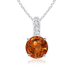 5mm AAAA Solitaire Round Orange Sapphire Pendant with Diamond Bale in P950 Platinum