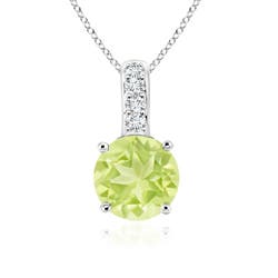 4mm A Solitaire Round Peridot Pendant with Diamond Bale in P950 Platinum