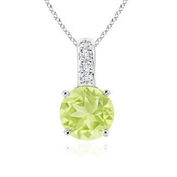 6mm A Solitaire Round Peridot Pendant with Diamond Bale in S999 Silver 