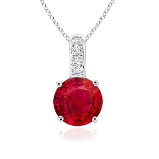 6mm AAA Solitaire Round Ruby Pendant with Diamond Bale in P950 Platinum