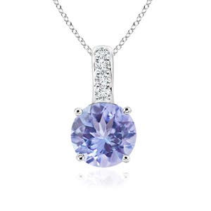 ANGARA 0.52Ct Natural Tanzanite Pendant Necklace With Diamond in Sterling Silver - Picture 10 of 33
