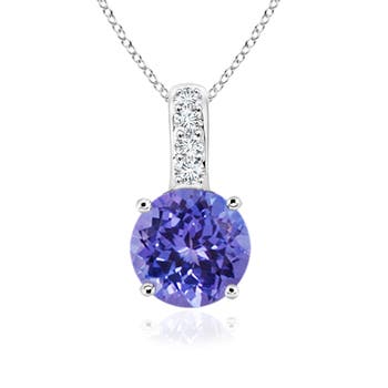 ANGARA 0,92 kt natürlicher Tansanit Anhänger Halskette mit Diamant in Sterlingsilber - Bild 10 von 33