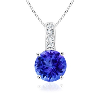 6mm AAA Solitaire Round Tanzanite Pendant with Diamond Bale in P950 Platinum 