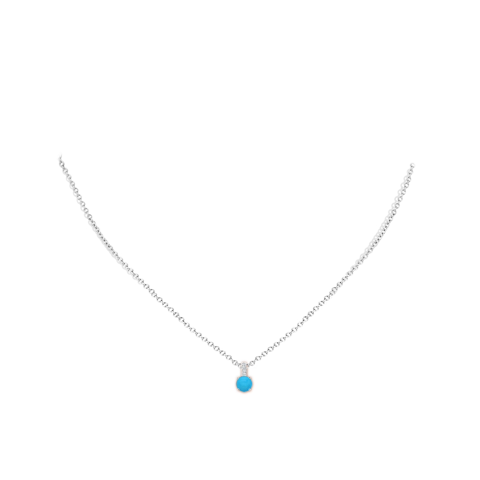 5mm AAAA Solitaire Round Turquoise Pendant with Diamond Bale in White Gold pen