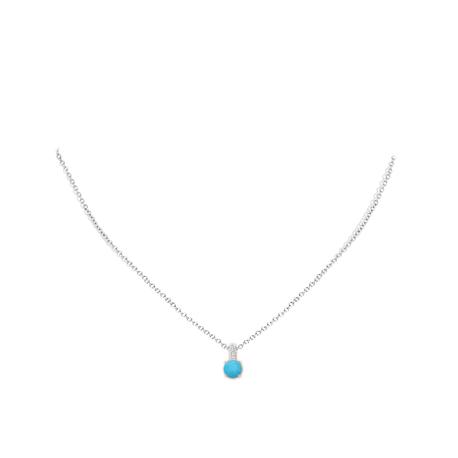 6mm A Solitaire Round Turquoise Pendant with Diamond Bale in White Gold pen