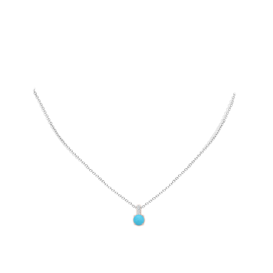 6mm AA Solitaire Round Turquoise Pendant with Diamond Bale in White Gold pen