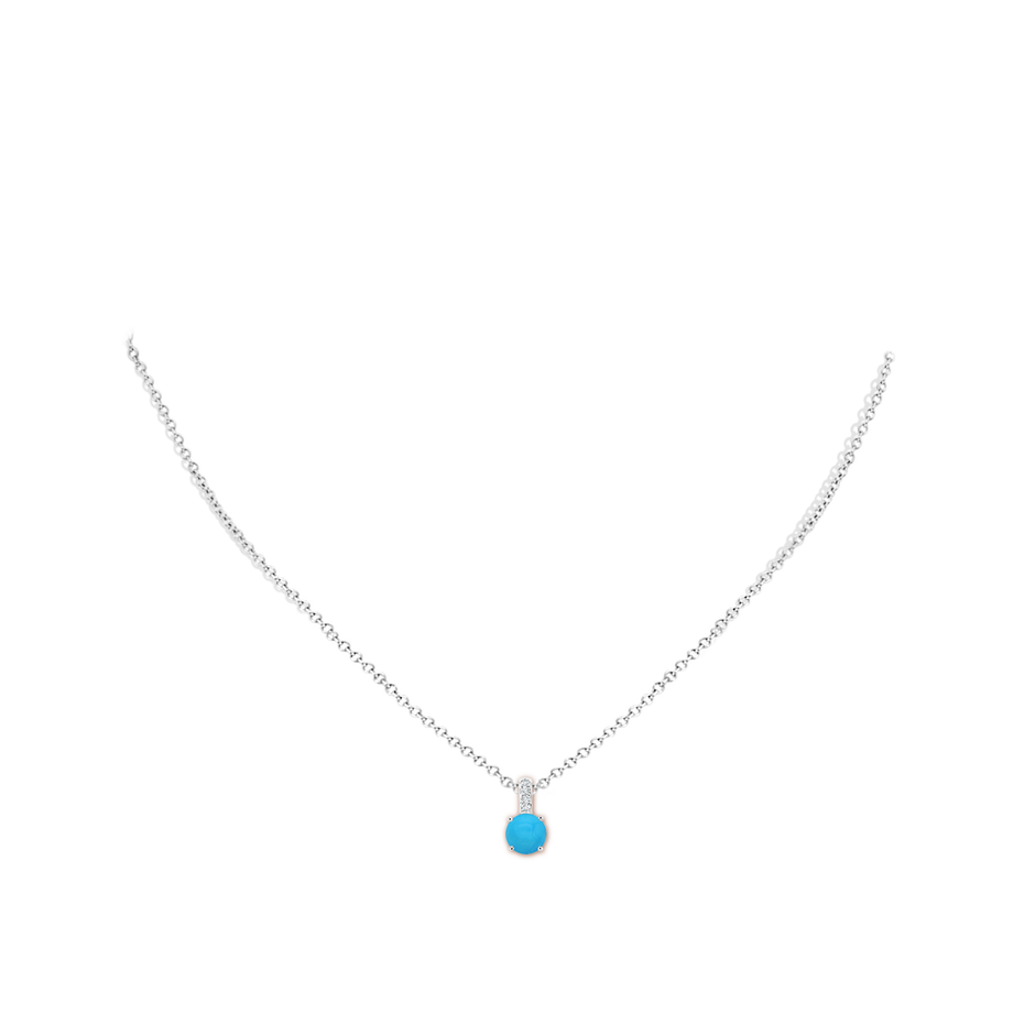6mm AAAA Solitaire Round Turquoise Pendant with Diamond Bale in White Gold pen