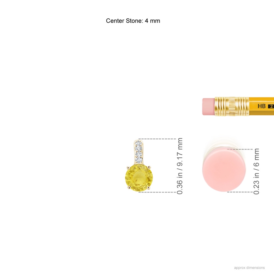 4mm A Solitaire Round Yellow Sapphire Pendant with Diamond Bale in Yellow Gold ruler