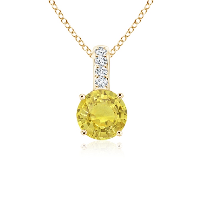 4mm AA Solitaire Round Yellow Sapphire Pendant with Diamond Bale in Yellow Gold 