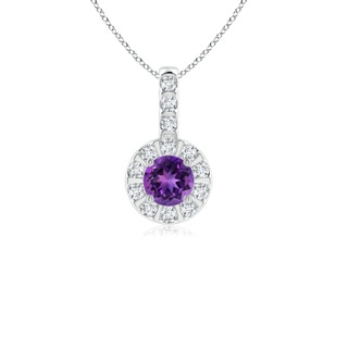 4mm AAAA Amethyst Pendant with Bar-Set Diamond Halo in P950 Platinum