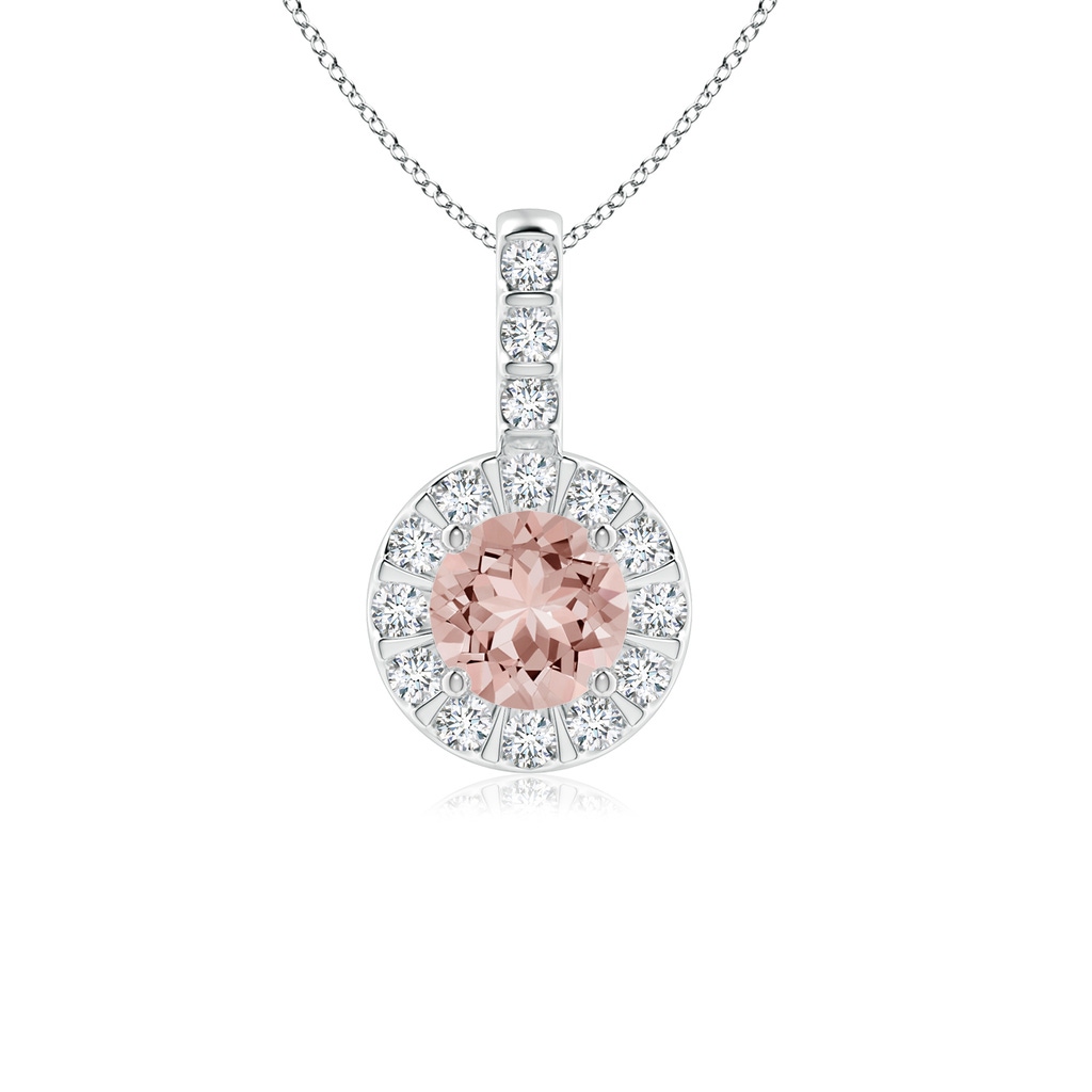 5mm AAAA Morganite Pendant with Bar-Set Diamond Halo in P950 Platinum