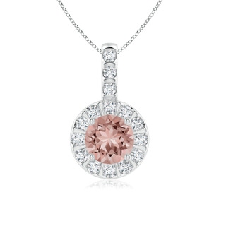 6mm AAAA Morganite Pendant with Bar-Set Diamond Halo in P950 Platinum