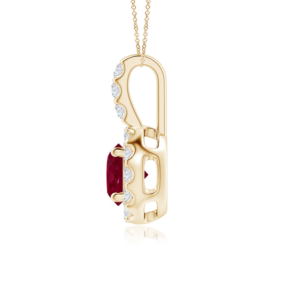 6mm A Ruby Pendant with Bar-Set Diamond Halo in Yellow Gold side 199
