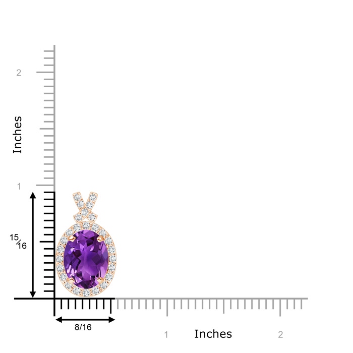 10x8mm AAAA Vintage Style Amethyst Pendant with Diamond Halo in Rose Gold product image