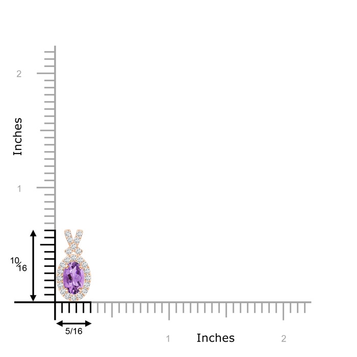 6x4mm A Vintage Style Amethyst Pendant with Diamond Halo in 9K Rose Gold product image