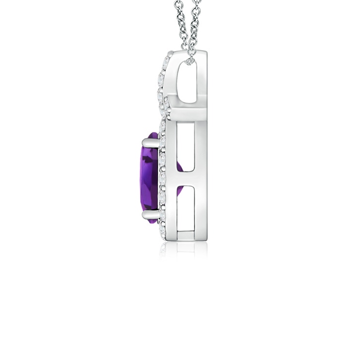 6x4mm AAAA Vintage Style Amethyst Pendant with Diamond Halo in White Gold product image