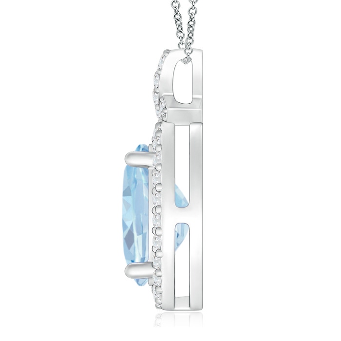10x8mm A Vintage Style Aquamarine Pendant with Diamond Halo in P950 Platinum product image
