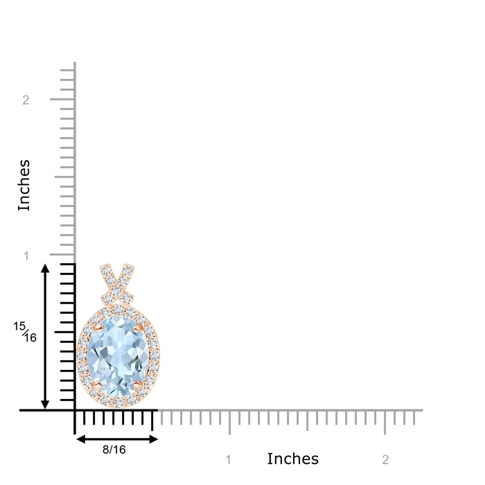10x8mm AA Vintage Style Aquamarine Pendant with Diamond Halo in Rose Gold product image