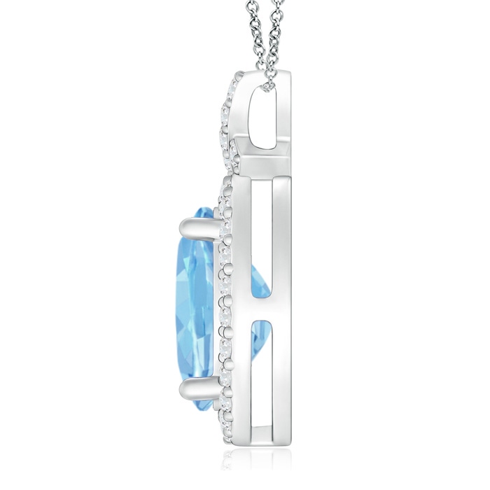 10x8mm AAAA Vintage Style Aquamarine Pendant with Diamond Halo in P950 Platinum product image