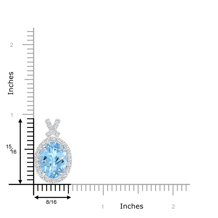 10x8mm AAAA Vintage Style Aquamarine Pendant with Diamond Halo in White Gold Product Image
