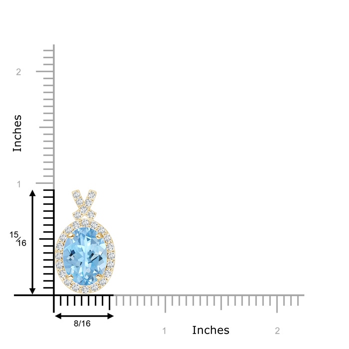 10x8mm AAAA Vintage Style Aquamarine Pendant with Diamond Halo in Yellow Gold Product Image