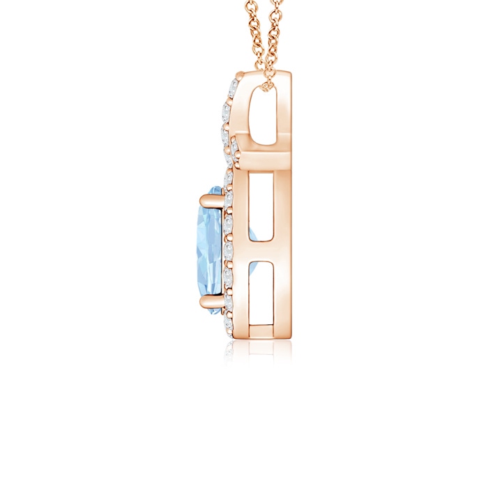 6x4mm AA Vintage Style Aquamarine Pendant with Diamond Halo in Rose Gold product image