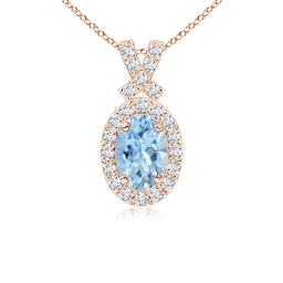 Oval Aquamarine Halo Necklaces and Pendants