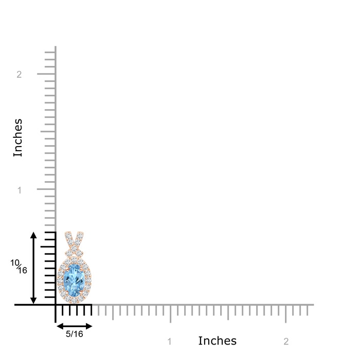 6x4mm AAAA Vintage Style Aquamarine Pendant with Diamond Halo in Rose Gold product image